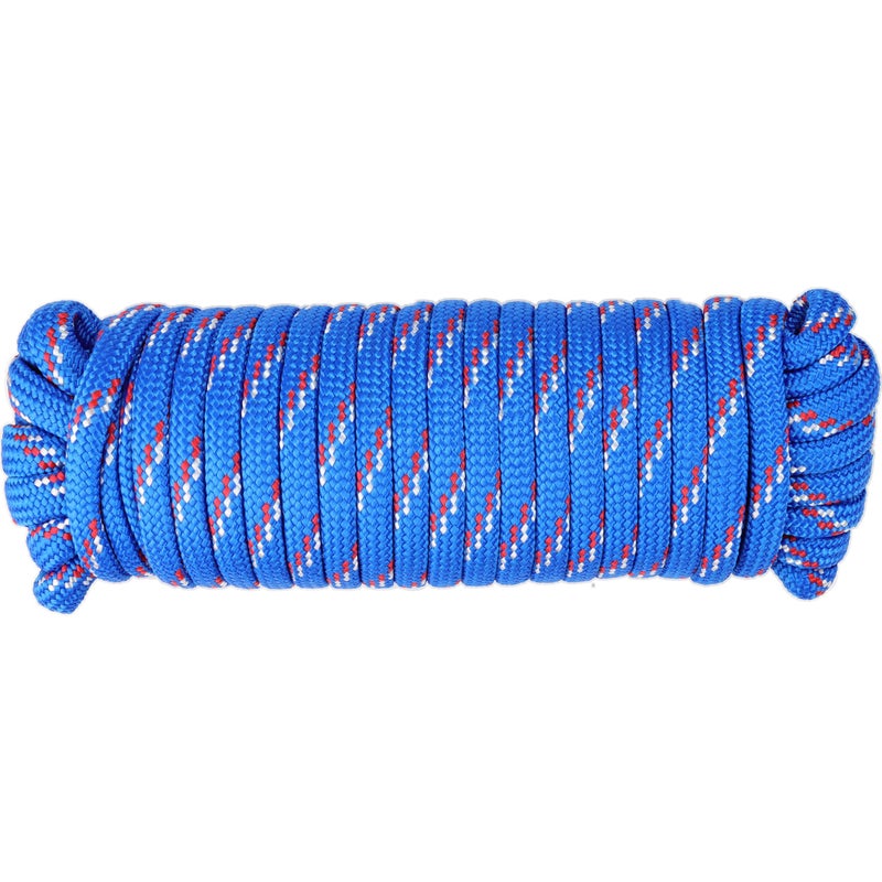 Wellmax Diamond Braid Nylon Rope - 3/8 Inch by 50 Feet Blue Color - Extra Strength, Sunlight and Weather Resistant - Heavy Duty Construction - Image 1